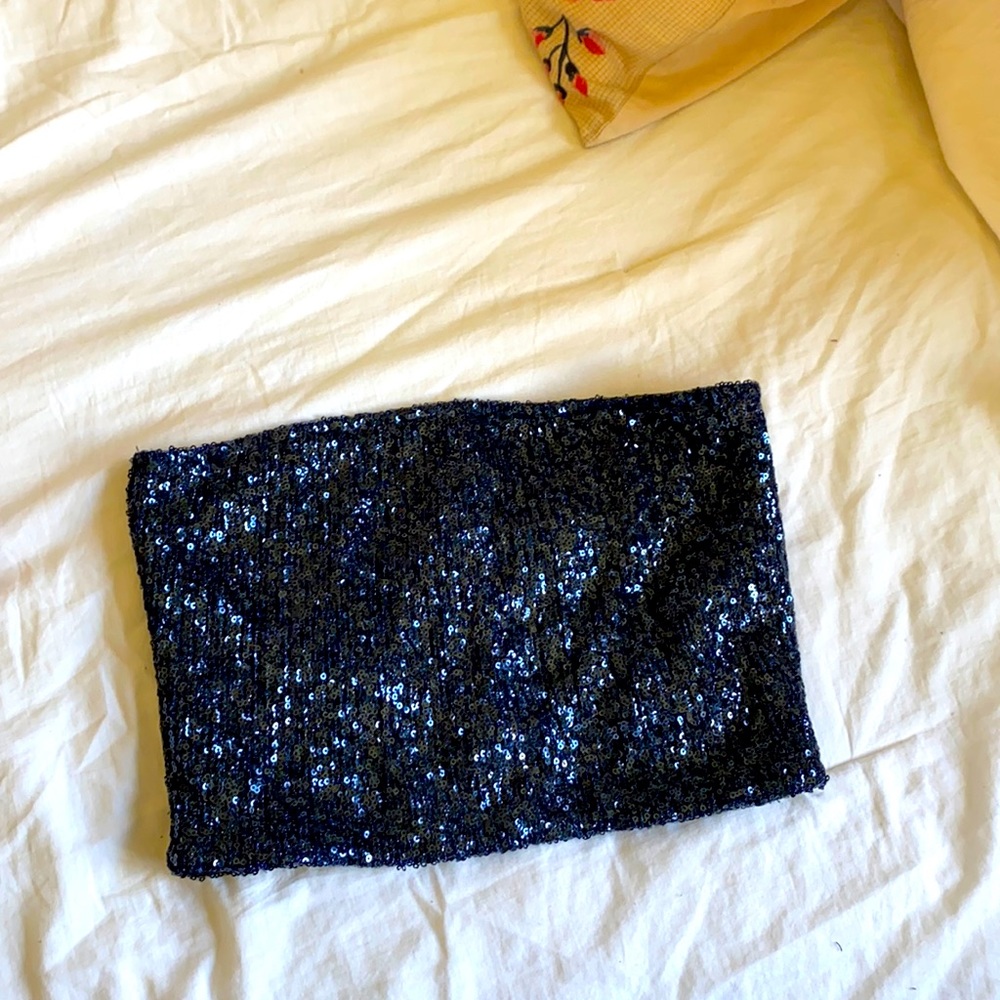 Forever 21 Navy Blue sequin crop top